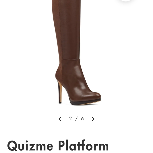 New with Box Nine West QuizMe Brown Leather Platform Boots - Size 10.5 - - Picture 3 of 7